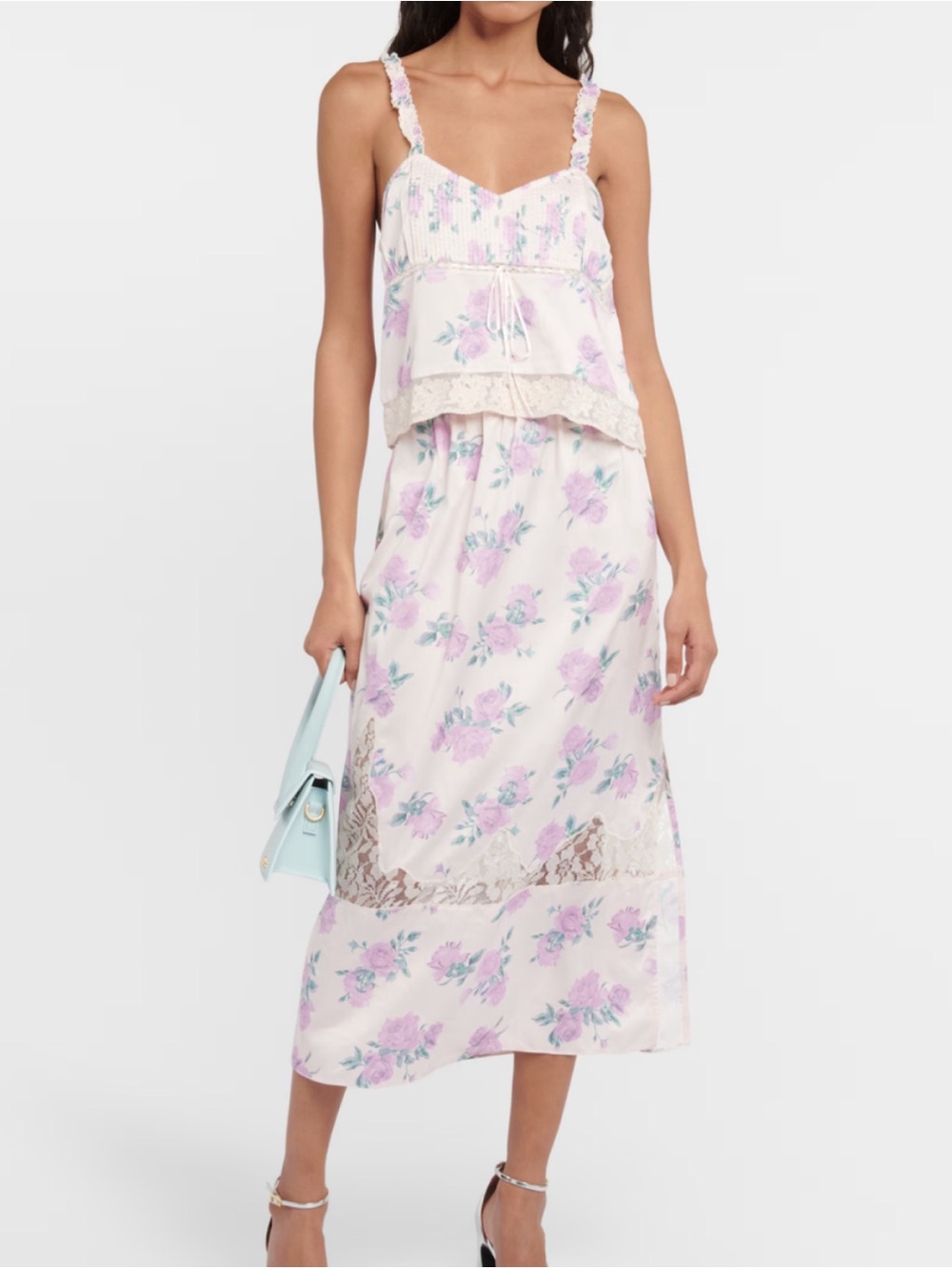 LoveShackFancy Mauve Rose Set: Lanzo Tank (S) & Fayette Skirt (P) Like New